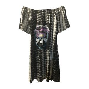 One of a Kind Upcycled Metallica Tie-Dye Off-Shoulder dress size 19X32